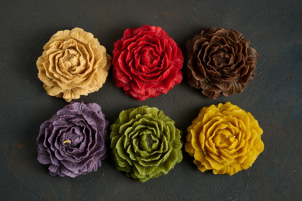 Свічка з бджолиного воску, "Півонія", 70г